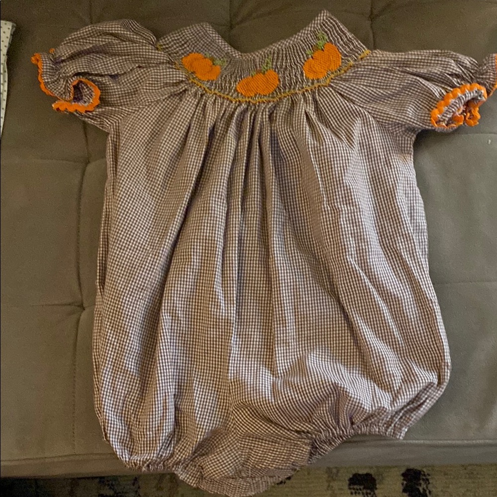 Orange and Brown Gingham Kids One Piece